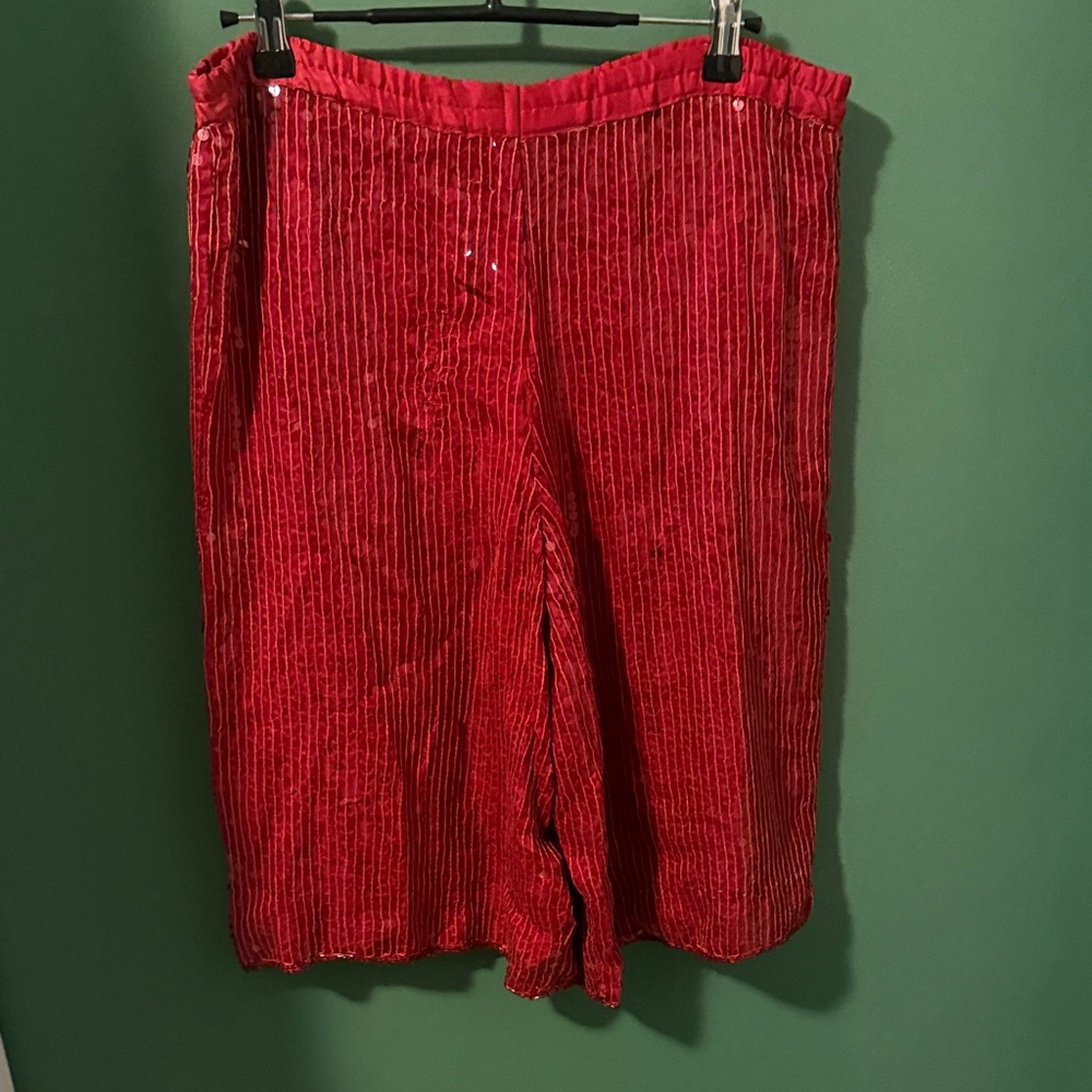Silk and Sequin Red Shorts Vintage